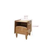 Elegant Cherry Wood Bedside Cupboard with Copper and Glass Accents fyx-862