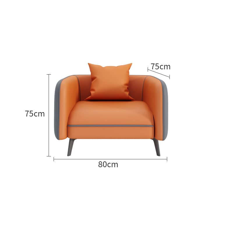 Modern Orange & Gray Faux Leather Sofa with Pine Wood Frame fsj-1030