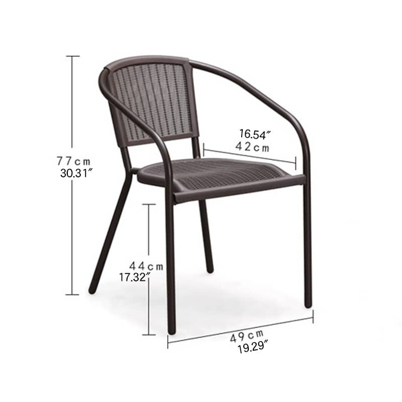 Sleek Modern Chair: Brown Black PVC with Galvanized Steel Frame and PE Rattan Detailing zy-149