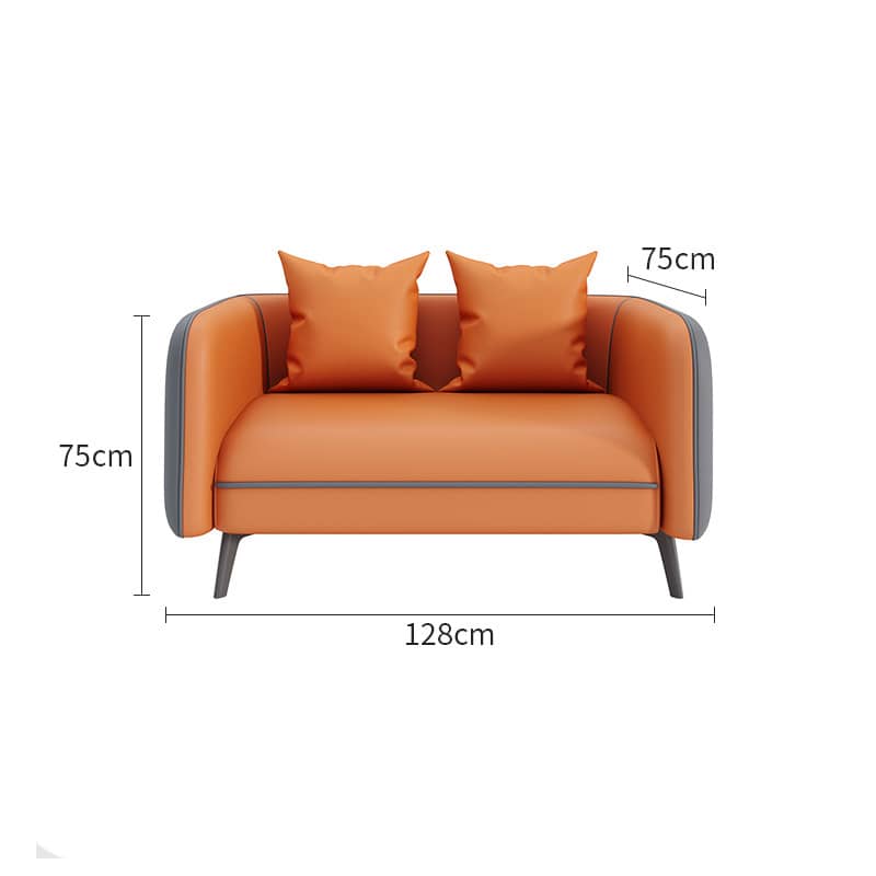 Modern Orange & Gray Faux Leather Sofa with Pine Wood Frame fsj-1030