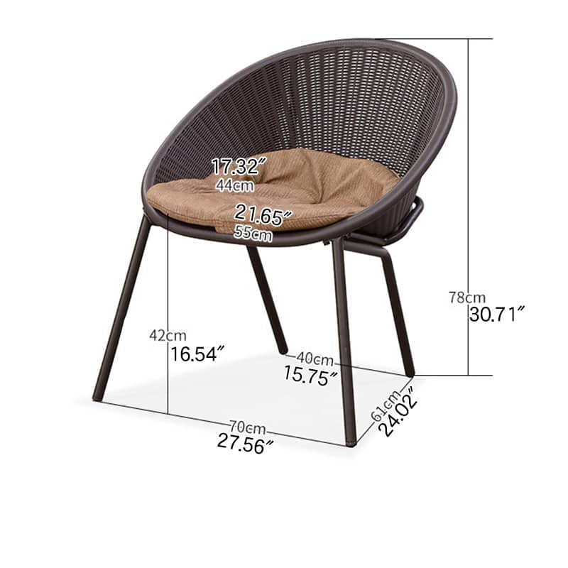 Sleek Modern Chair: Brown Black PVC with Galvanized Steel Frame and PE Rattan Detailing zy-149