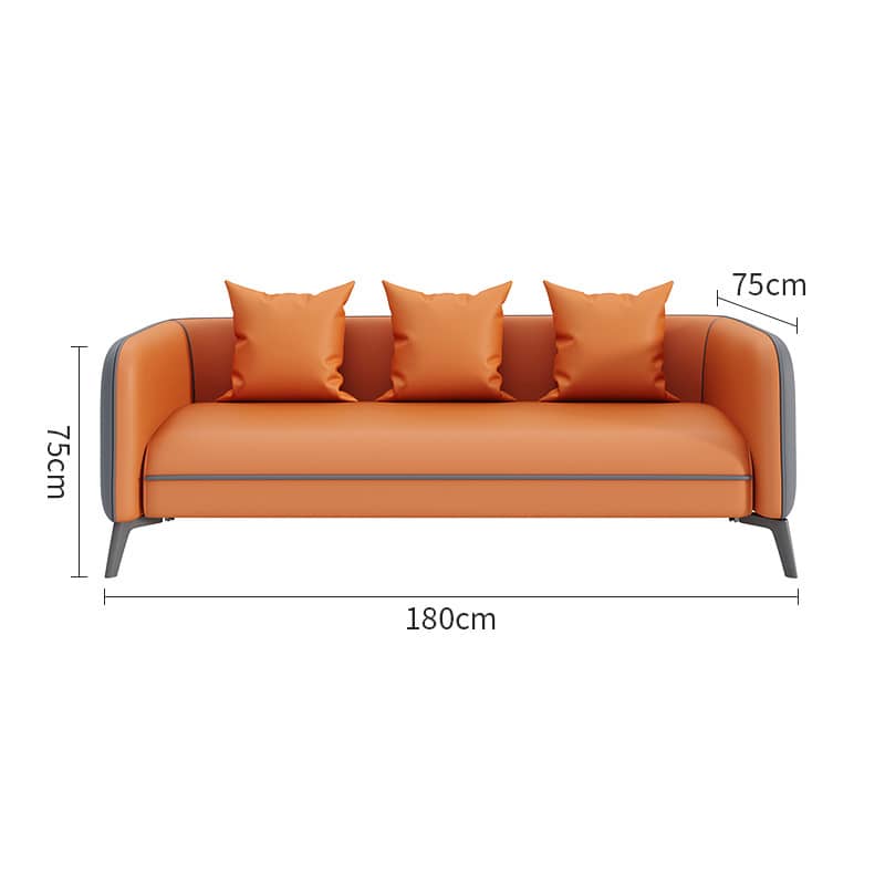 Modern Orange & Gray Faux Leather Sofa with Pine Wood Frame fsj-1030