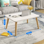 Elegant Solid Wood Tea Table – Modern White, Natural, & Black Design fxjc-919