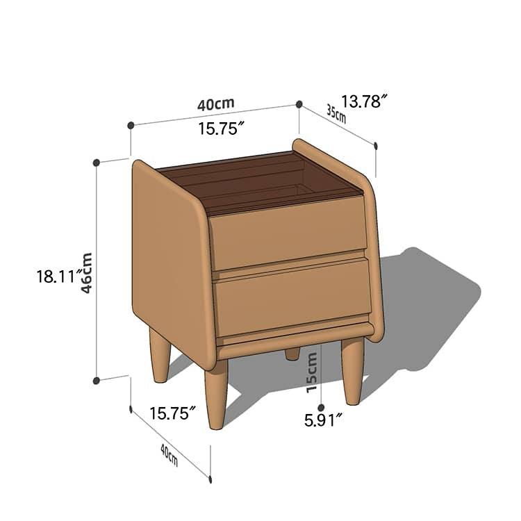 Stylish Bedside Cupboard in Red Oak and Cherry Wood with Glass Accents hykmq-794