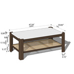 Sleek Tea Table Collection: Cherry Wood, Red Oak & Black Walnut with Marble or Tempered Glass Tops and Rattan Accents hykmq-791