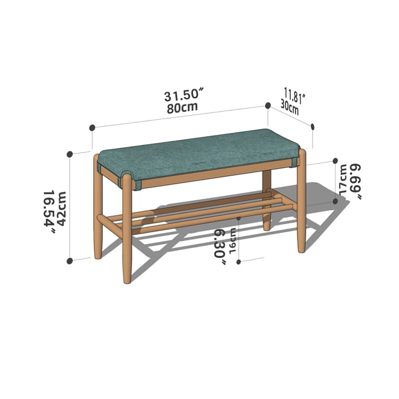 Handcrafted Green Stool in Natural Wood with Cotton Linen Upholstery - Multiple Color Options Available hykmq-744