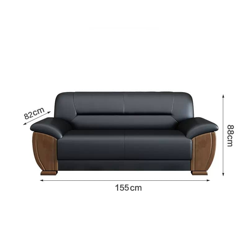 Elegant Black and Light Brown Solid Wood Faux Leather Sofa for Luxurious Living Rooms fsj-1036