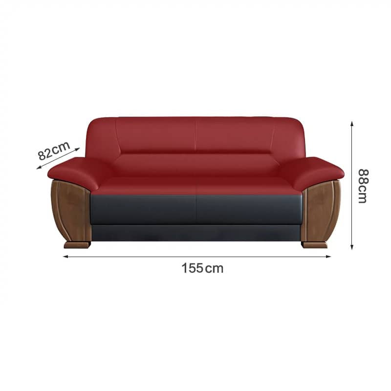 Elegant Black and Light Brown Solid Wood Faux Leather Sofa for Luxurious Living Rooms fsj-1036