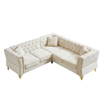 81.5-Inch Chenille Corner Sofa , L-Shaped Sectional Couch, 5-Seater Corner Sofas with 3 Cushions for Living Room, Bedroom, Apartment, Office W834S00261-djyc