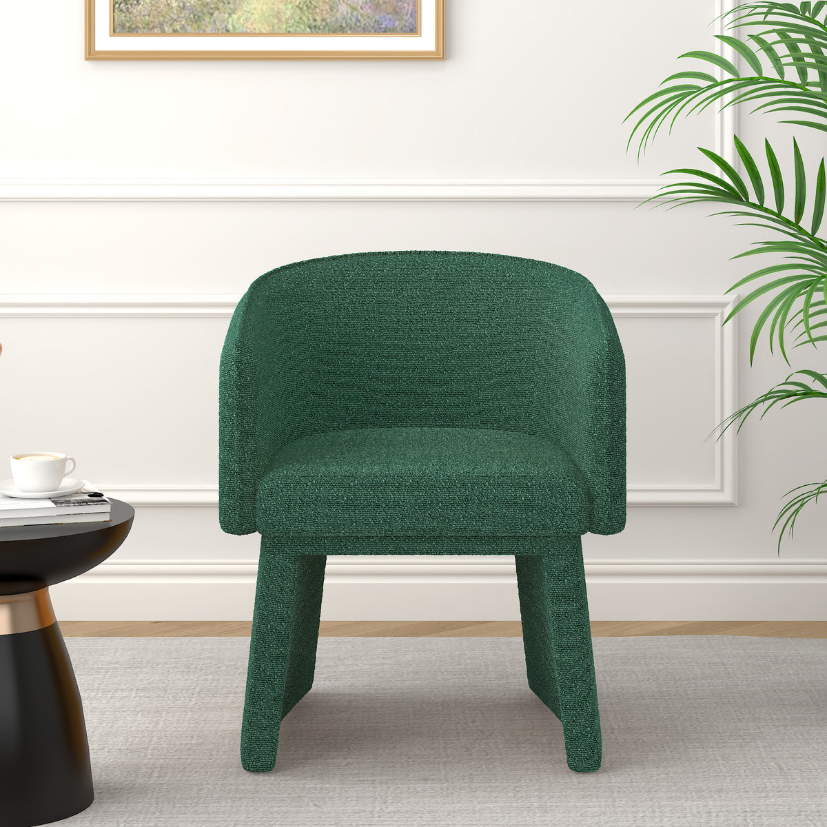 Modern style simple and elegant chair, green leisure chair, suitable for dining/bedroom/living room/reception desk (assembly required)-Green W487P186356-djyc