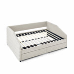 Full Size Daybed with Two Drawers Trundle Upholstered Tufted Sofa Bed, Linen Fabric, Beige (82.5"x58"x34") W487S00177-djyc