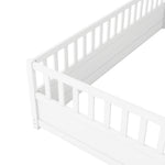 Twin Size Floor bed, integral construction with super high security barrier, door, children's floor bed frame, Montessori wooden children's floor bed, white W1858P164923-djyc