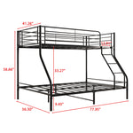 Heavy Duty Twin-Over-Full Metal Bunk Bed, Easy Assembly with Enhanced Upper-Level Guardrail, Black W84056876-djyc
