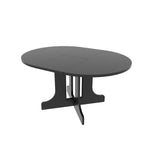 Dining Table for Farmhouse Kitchen 59x43 Inch Expandable Oval Table Top with Removable Leaf Trestle X Shaped Base Black W1347P202405-djyc