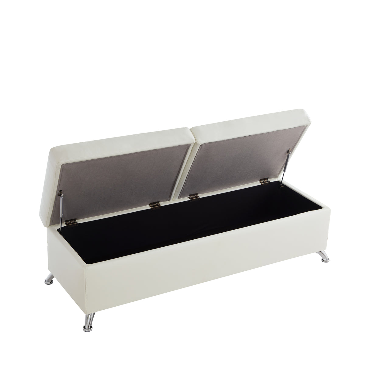 56.7" Bed Bench with Storage White Leather W1669P147646-djyc