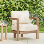 Outdoor Acacia Wood Patio Club Chair, Patio Furniture,Waterproof Thick Cushion Deep Seating for Porch, Garden, Backyard, Balcony, Weight Capacity 400lbs, Brown wash, Beige cushion 72303.00BBGE-djyc