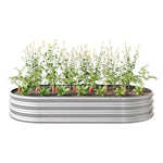 Raised Garden Bed Outdoor, Oval Large Metal Raised Planter Bed for for Plants, Vegetables, and Flowers - Silver W840101952-djyc