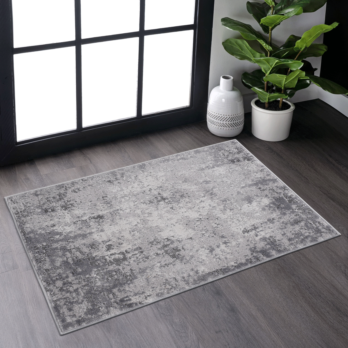 MARFI Collection 2X3 Light Grey / Abstract Doormat Rug-B189P183427