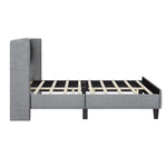 Queen size Upholstered Platform Bed Frame with Headboard, Mattress Foundation, Wood Slat Support, Quiet, no Box Spring Needed, Easy to Assemble Light Grey W1793140457-djyc