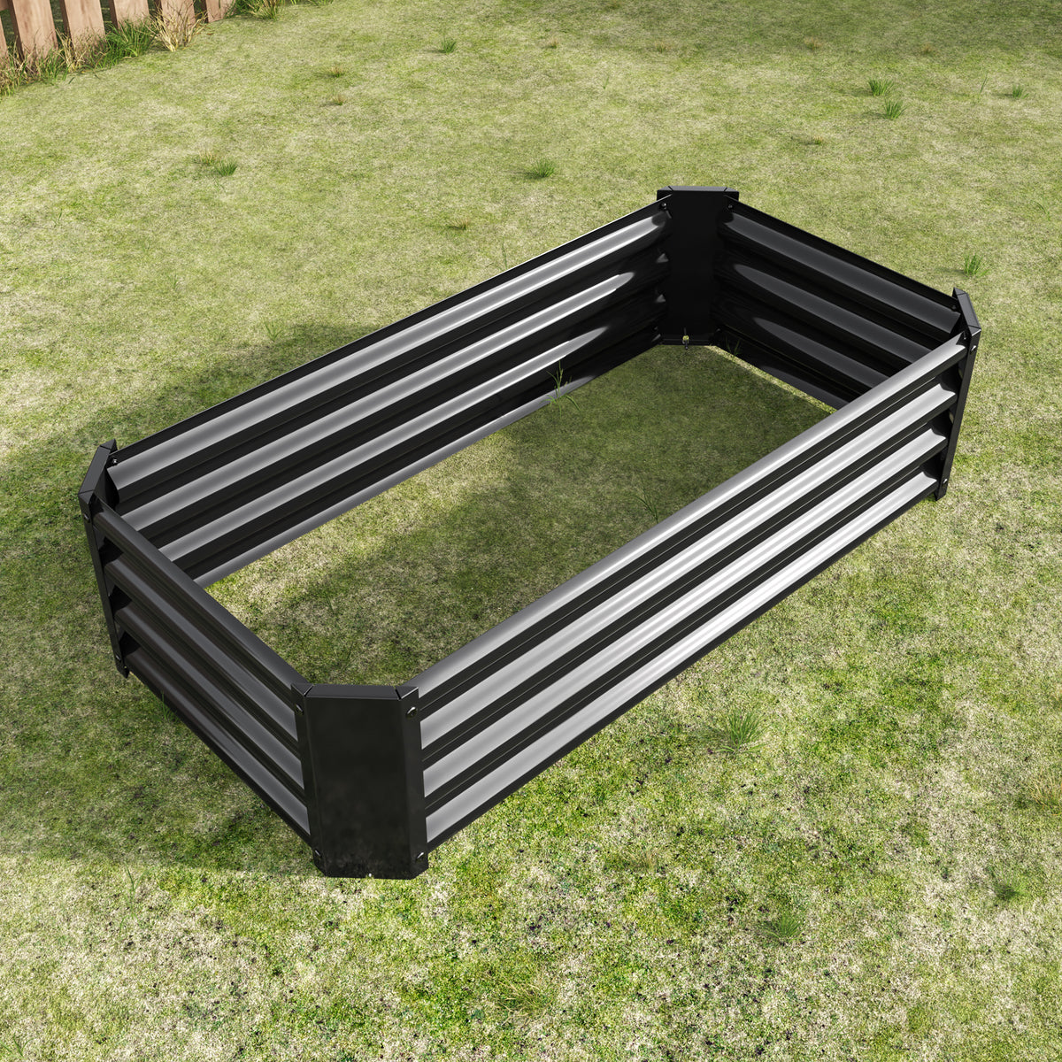 Metal Raised Garden Bed, Rectangle Raised Planter 4×2×1ftfor Flowers Plants, Vegetables Herb Black W84090999-djyc