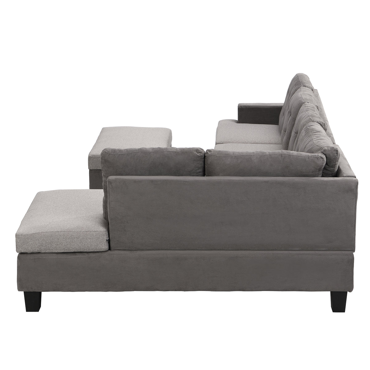 Sofa Set for Living Room with Chaise Lounge and Storage Ottoman Living Room Furniture Gray W214S00018-djyc