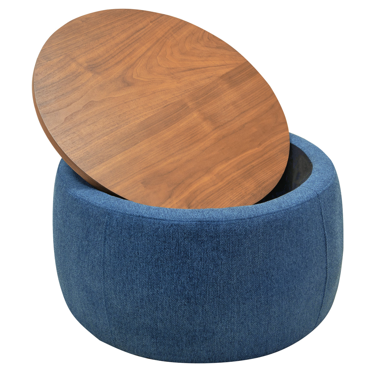 Round Storage Ottoman, 2 in 1 Function, Work as End table and Ottoman, Navy (25.5"x25.5"x14.5") W48735176-djyc