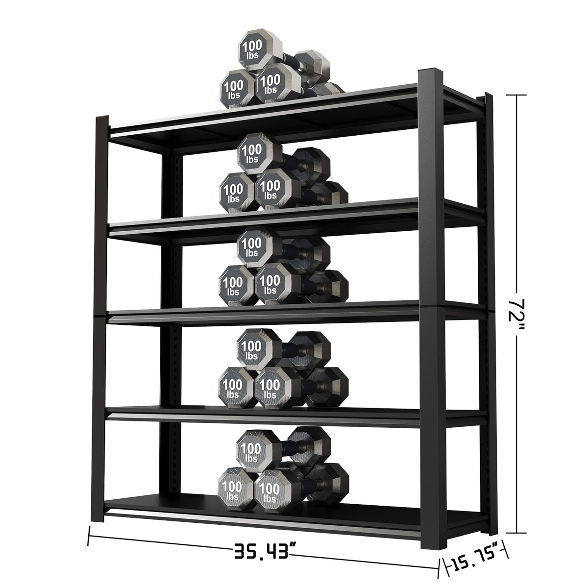 15.75 Inches Wide Black Metal Shelves, with 5 Removable Dividers, Large Capacity, Strong Load Bearing, Suitable for Garage, Kitchen and Office. W328P194166-djyc