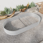 Raised Garden Bed Outdoor, Oval Large Metal Raised Planter Bed for for Plants, Vegetables, and Flowers - Silver W840102510-djyc