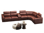 6-Piece Modular Leather Sofa with 2 Cup Holders,Comfortable Sectional Sofa Set for Living Room, Dark Brown-B347S00035