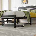 Full Size Platform Bed Frame with Rustic Vintage Wood Headboard, No Box Spring Needed Black W840P164957-djyc