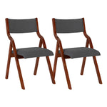 Upholstered folding Dining chair, space saving, easy to carry, Dining Room,No assembly required,2-Pack-Grey+Cherry W2336P163452-djyc