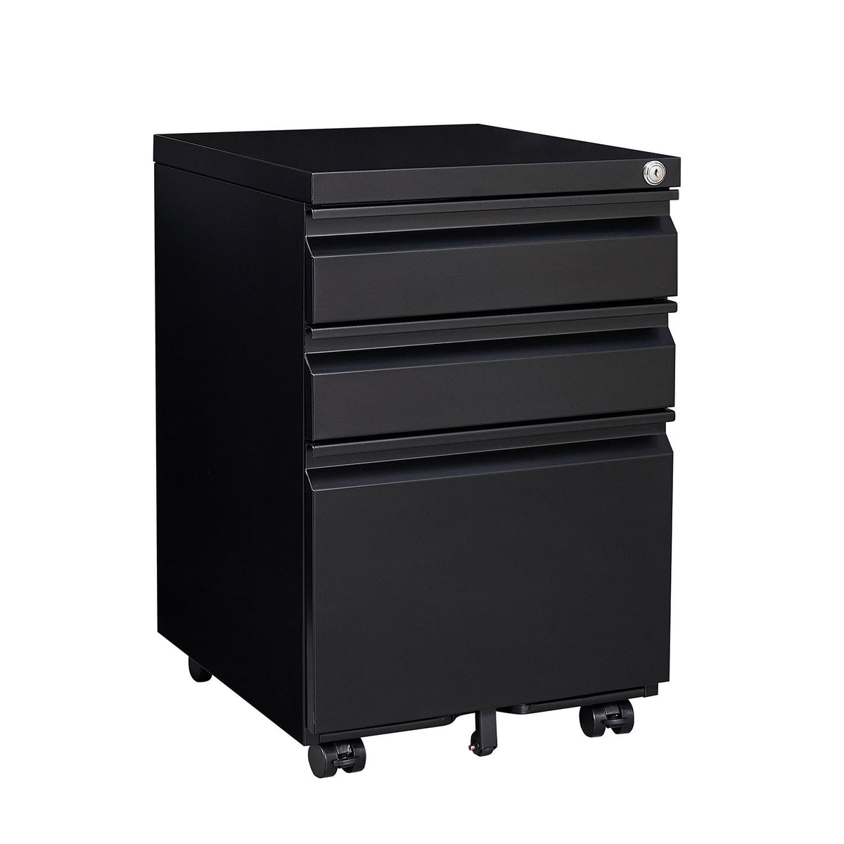 3-Drawer Mobile File Cabinet with Lock, Office Storage Filing Cabinet for Legal/Letter Size, Pre-Assembled Metal File Cabinet Except Wheels Under Desk(Black) W124770976-djyc