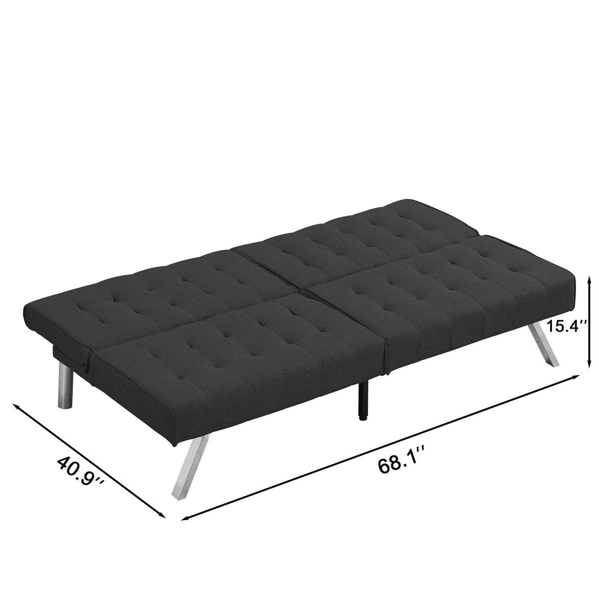 WOOD FRAME, STAINLESS LEG, FUTON, SOFA BED BLACK W21482229-djyc