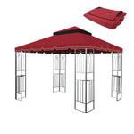 10x10 Ft Outdoor Patio Gazebo Replacement Canopy,Double Tiered Gazebo Tent Roof Top Cover Only GreatWall border(Frame Not Include)-Red W419P198361-djyc