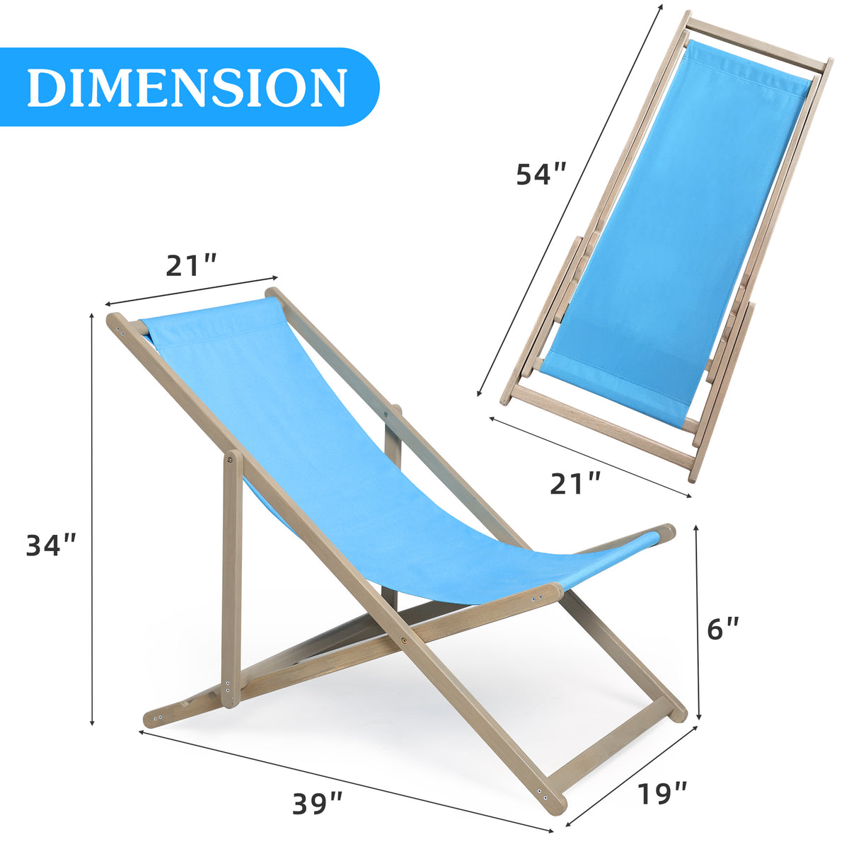 Beach Sling Patio Chair Set of 2,Wooden Folding Outdoor Chairs for Outside 3 Level Height Adjustable, Portable Reclining Beach Chair W1390119194-djyc