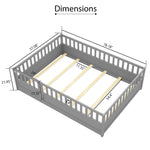 Full sizeFloor bed, integral construction with super high security barrier, door, children's floor bed frame, Montessori wooden children's floor bed, Support slat Grey W1858P164944-djyc