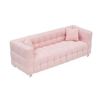 Stylish Addition: Pink Teddy Fleece Sofa - 80 Inch, Perfect for Living Room or Bedroom, Complete with Two Throw Pillows and Sturdy Hardware Foot Support W1278141689-djyc