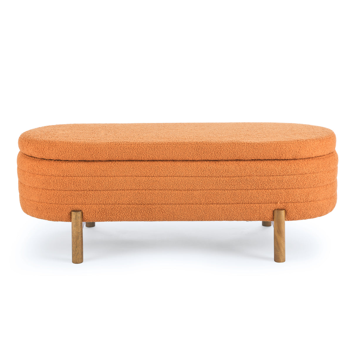 Ottoman Oval Storage Bench,Rubber Wood Leg,Orange(46."x17.7"x10.8") W487P178762-djyc