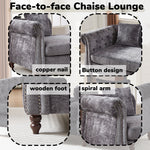 81-inch Chenille Face-to-face Chaise Lounge with Two Pillows,Nailhead trim,Button Tufted Design and Rolled Arms for Lounge, Living room and Office W834S00316-djyc