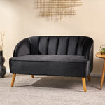 Classic Velvet Loveseat with Shell Back, Birch Wood Frame, Channel-Tufted, Angled Legs, 2-Seater61715.00BLK-djyc