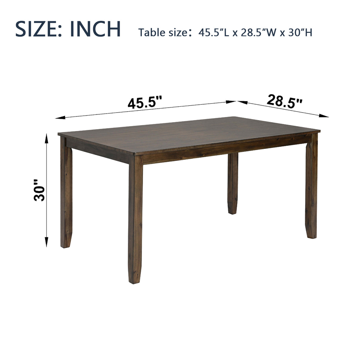 Wooden Dining Rectangular Table, Kitchen Table for Small Space, 4 Person Dining Table, WalnutONLY THE TABLE W1998126364-djyc