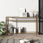 42.1 Inch Console Sofa Table, Modern Entryway Table,Tempered Glass Table, Metal Frame,3 Shelves,For Entrance, Living Room, Foyer,Hallway Bedroom W1669P163675-djyc