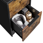 Black Wooden Nightstand with Two Drawers for Bedrooms and Other Places. W328127497-djyc