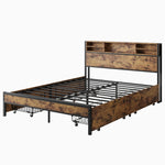 Queen Bed Frame withStorage Headboard and 4 Drawers W840134067-djyc