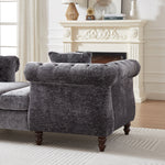 81-inch Chenille Face-to-face Chaise Lounge with Two Pillows,Nailhead trim,Button Tufted Design and Rolled Arms for Lounge, Living room and Office W834S00316-djyc