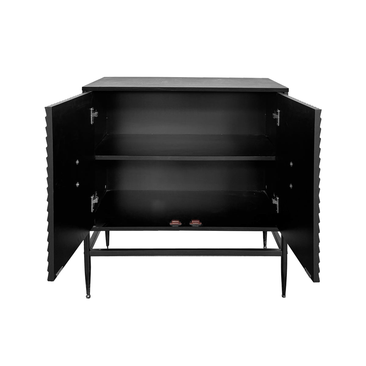 31.50" Modern 2 Door Wooden Storage Cabinet Accent Cabinet with Metal Leg Featuring Two-tier Storage, for Living Room, Entryway and Dining Room, Painted in Black W1435P206312-djyc