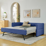 Daybed with Twin Size Pop-up Trundle Upholstered Tufted Sofa Bed, Twin Size, Boucle Fabric (83'x43'x29.5')-W1413S00173
