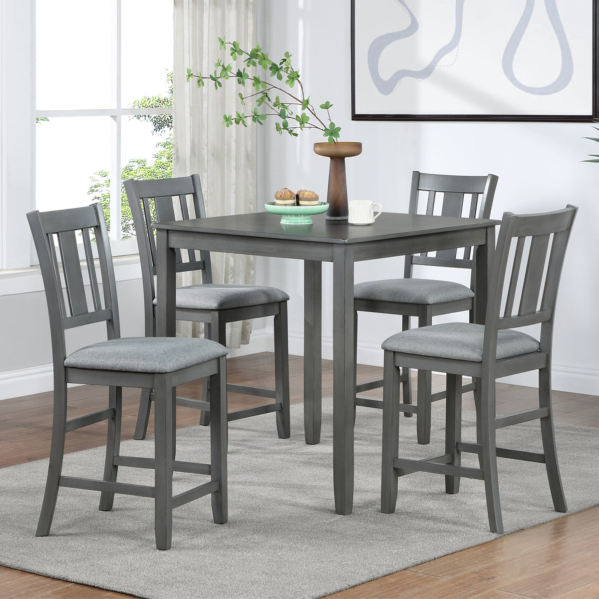 Dining Room Furniture Counter Height Chairs Set of 4, Kitchen Chair with Padded Seat , Upholstered Side Chair for Dining Room, Living Room, Gray W1998126393-djyc