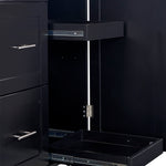 K&K Rolling Kitchen Island with Storage, Kitchen Cart with Rubber Wood Top, 3 Drawer, 2 Slide-Out Shelf and Internal Storage Rack, Kitchen Island on Wheels with Spice Rack & Tower Rack, Black WF316599AAB-djyc