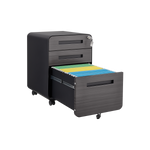3 Drawer Mobile File Cabinet Under Desk Office,Simple Style Versatile Storage Cabinet for Legal/Letter/A4 Files, 5 Wheel Design Anti-Tilting Cold Rolled Steel Waterproof Moisture-Proof Black W1247P145907-djyc